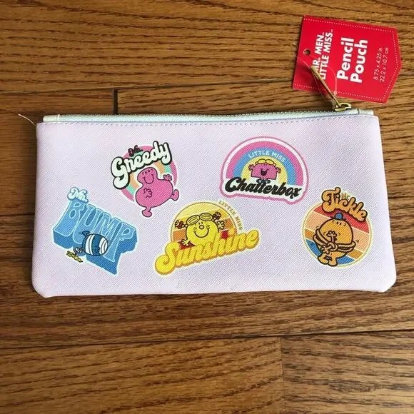 Little Miss Pink Pencil Pouch with Fun Characters Faux Leather NWT - Picture 4 of 4
